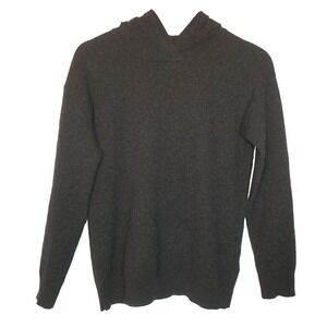 Bop Basics 100% Cashmere Hooded‎ Soft Dark Gray Sweater Long Sleeves Size Small